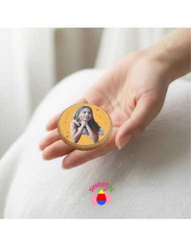 Cookies 6,5cm Ø with edible photo or logo printing for birthdays, baptisms, weddings and corporate events