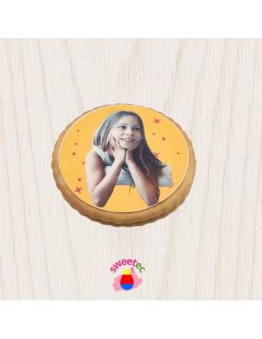 Cookies 6,5cm Ø with edible photo or logo printing for birthdays, baptisms, weddings and corporate events