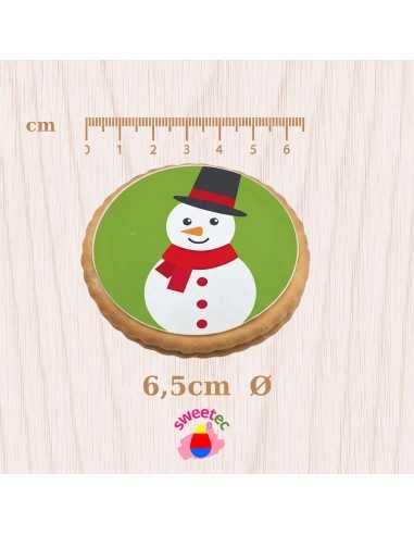 Snowman with black top hat and scarf