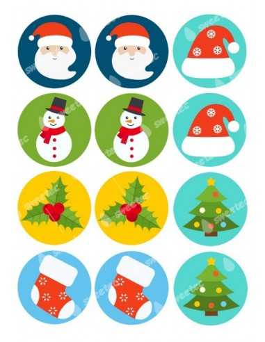 Christmas edible sheets for cupcake cookies 6032