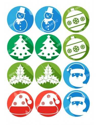 Christmas edible sheets for cupcake cookies 6033