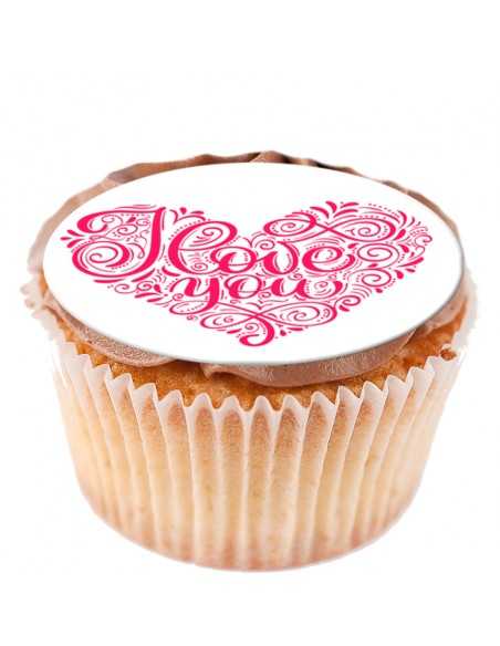 Βρώσιμα φύλλα για cupcake & Μπισκότα με θέμα Αγίου Βαλεντίνου 6123 ροζ καρδιά