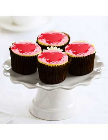 Βρώσιμα φύλλα για cupcake & Μπισκότα με θέμα Αγίου Βαλεντίνου 6127 κόκκινες καρδιές