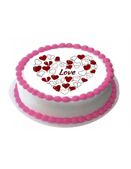 Valentine's Day edible icing sheets 6113 red and white hearts