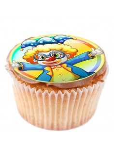 Carnival smilley clown edible sheets for cupcake & cookies 6205