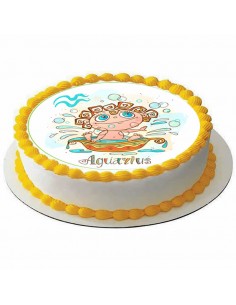 Edible icing sheet  Zodiac Aquarius sign for cake 6328