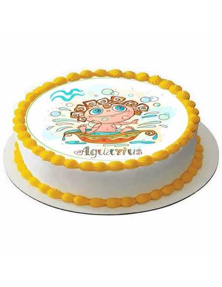 Edible icing sheet  Zodiac Aquarius sign for cake 6328