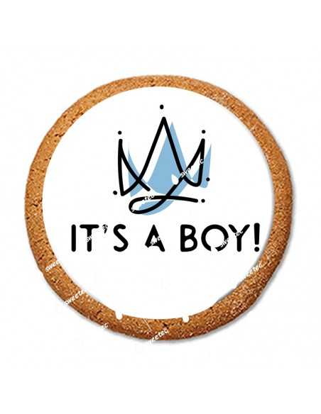 Its a boy βρώσιμο φύλλο ζαχαρόπαστας 6490 για τούρτα μπλε στέμμα   μπισκότα cupcake