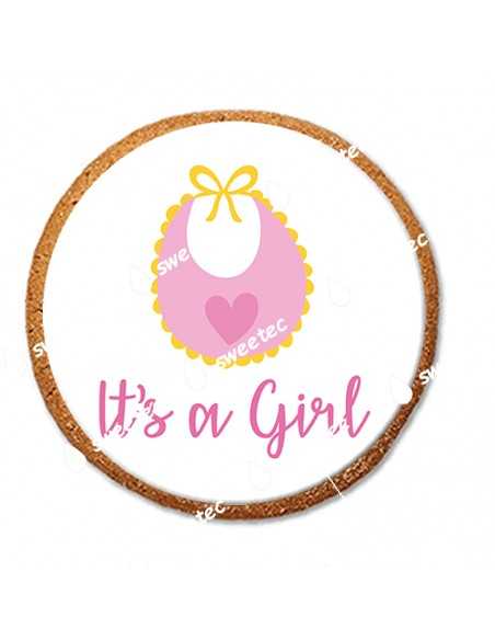 Ιt s a girl edible icing sheet 6483 for cake cupcake cookies pink bib