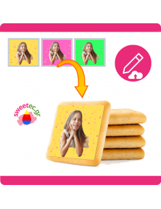 Ανεβάστε Διαφορετικές εικόνες στο ίδιο φύλλο & σχεδιάστε Online τη Βρώσιμη εκτύπωση σας για μπισκότα Τετράγωνα