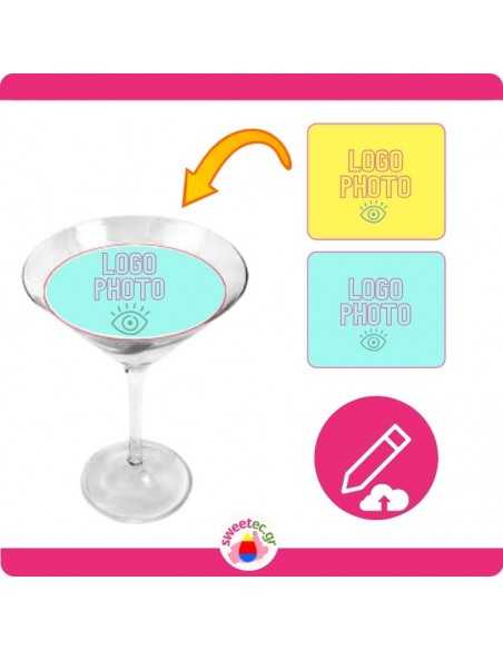 Ανεβάστε Διαφορετικές εικόνες & Σχεδιάστε μόνοι σας Bρώσιμη εκτύπωση στρογγυλής φωτογραφίας - λογότυπου για κοκτέιλ - ποτά