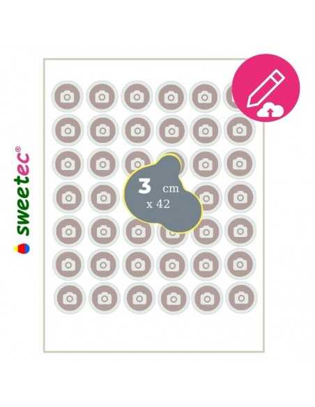Design now online your own 3cm round custom edible print on chocolate transfer sheets (42 images/sheet) 06566