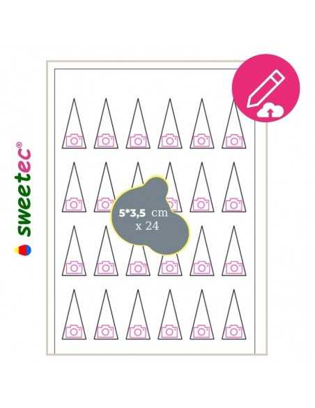 Design now online your own 5x3.5cm (cone) Custom Edible print chocolate transfer sheet  (24 img / sheet) 06570