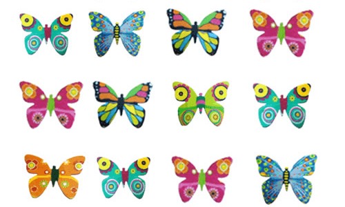 60 edible butterflies cut from Waffle sheets in various colors