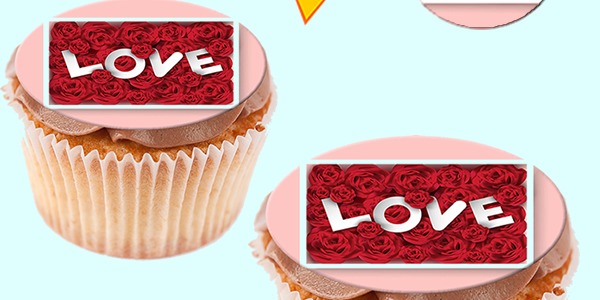 Beautiful designs on icing sheets with the theme of Valentine's Day for the decoration of cookies cupcakes etc.