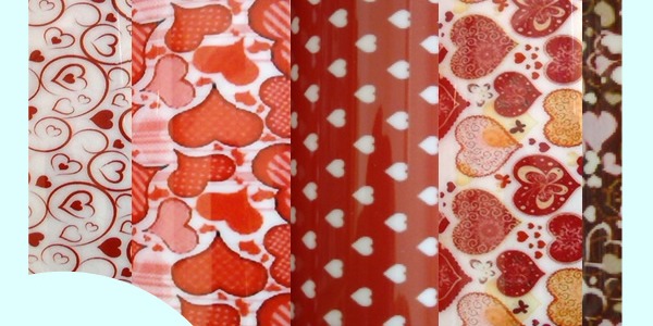 Ready-made designs on chocolate transfer image, with the theme of Valentine's Day