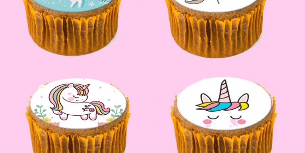 Νέα βρώσιμα σχέδια Μονόκερος για μπισκότα cupcake.